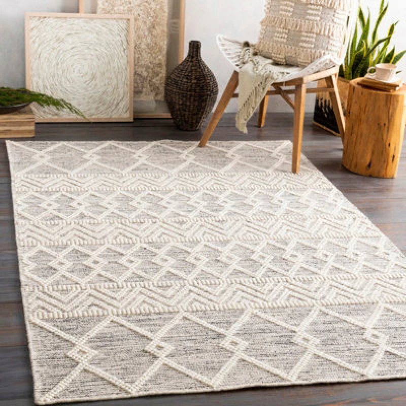 Image of Livabliss Hand-Woven Global Wool Charcoal Ishani Area Rug 91 X 152cm - Easy Care, Non Shedding, Ideal For Living Room & Bedroom