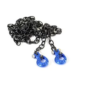 Image of Fastrax Deluxe Aluminium Blue Winch Hooks & Black Chain Set
