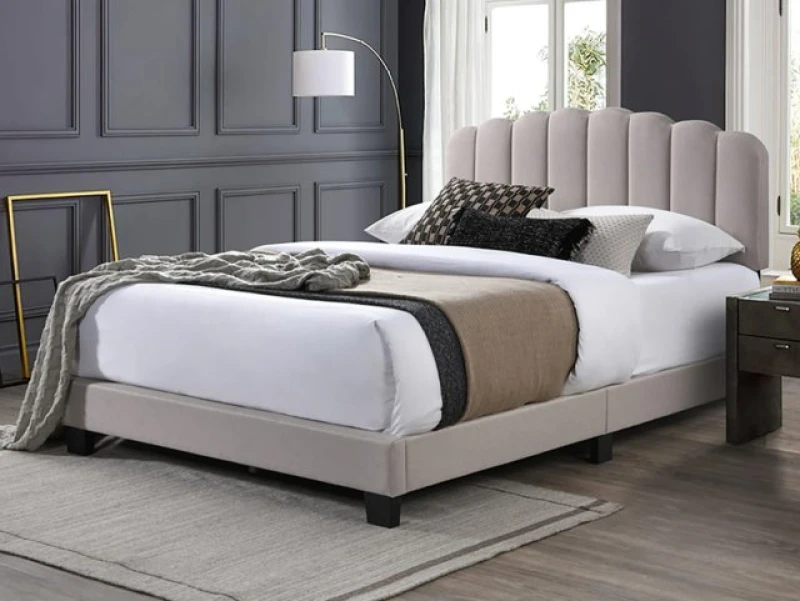 Image of Flintshire Hope Pebble Fabric Bed Frame - 4ft6 Double