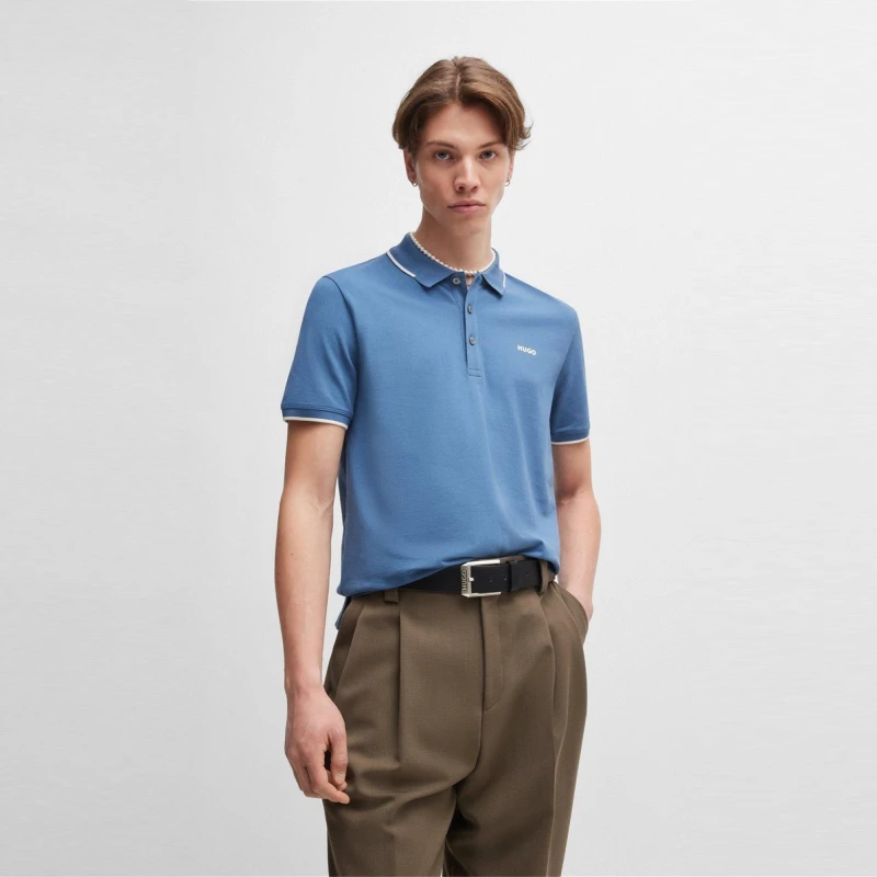 Image of Hugo Dinoso Polo Shirt Medium Blue male XS