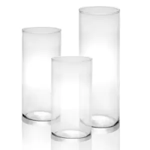 Image of Glass Candle Cylinders - Set of 3 M&W
