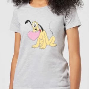 Image of Disney Pluto Love Heart Womens T-Shirt - Grey - 3XL