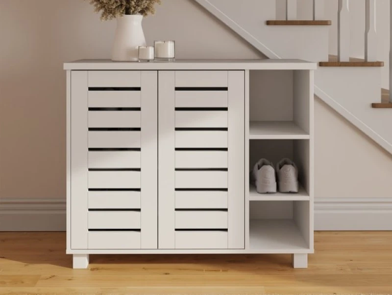 Image of GFW Bodie White 2 Door 3 Shelf Shoe Cabinet