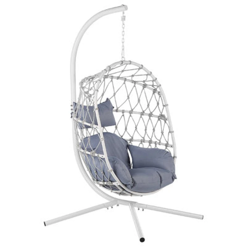 Image of Beliani Hanging Chair With Stand Adria Metal White