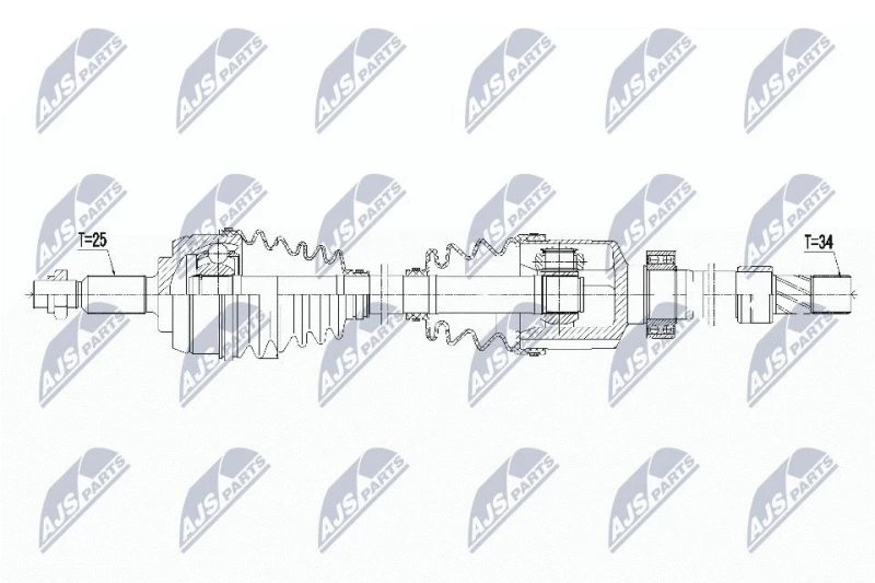 Image of NTY NPW-RE-058 Drive shaft Dual-Clutch Transmission, Front Axle Right Drive Shaft (13)