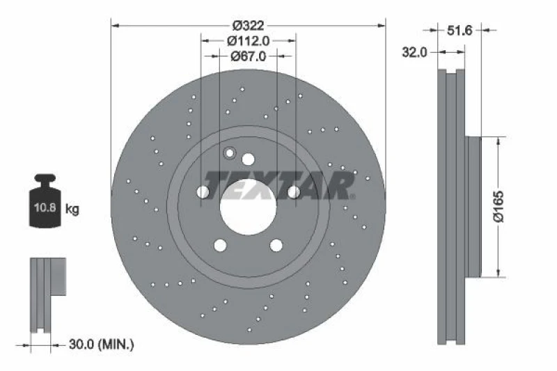 Image of Brake disc TEXTAR 92277705
