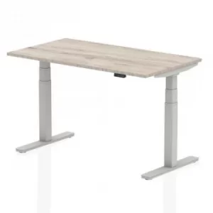 image of Air 1400/800 Grey Oak Height Adjustable Desk with Silver Legs