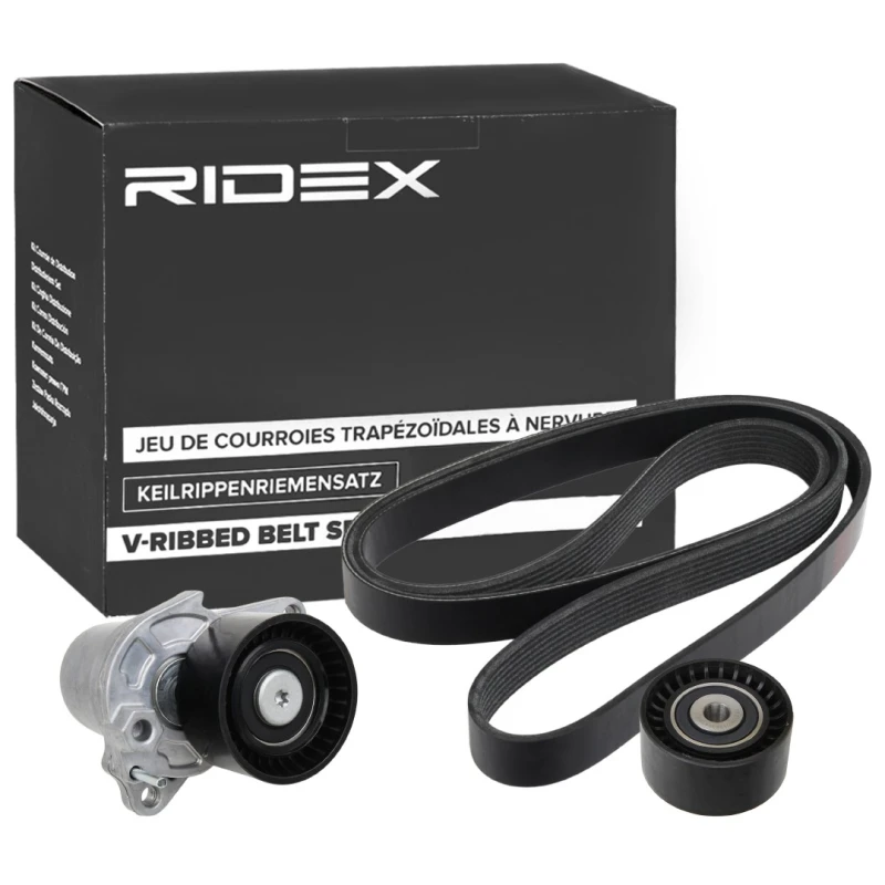 Image of RIDEX 542R0315 V-ribbed belt set Check alternator freewheel clutch & replace if necessary V-Ribbed Belt Set (542)