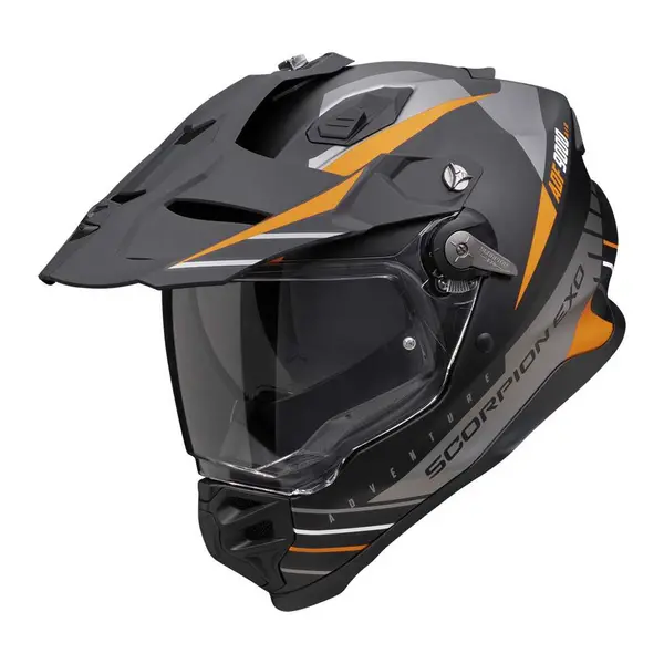 Image of Scorpion ADF-9000 AIR Feat Matt Black Silver Orange Adventure Helmet Size S