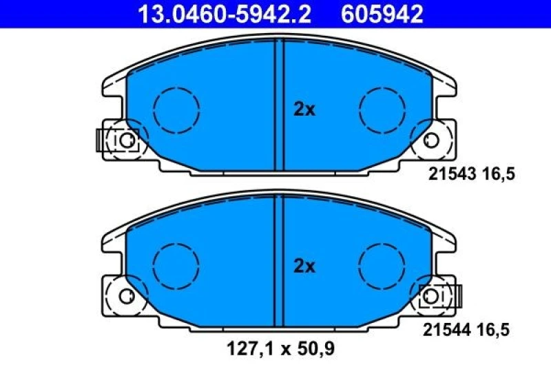 Image of ATE 13.0460-5942.2 Brake pad set with acoustic wear warning Brake Pad Set,disc brake (402)