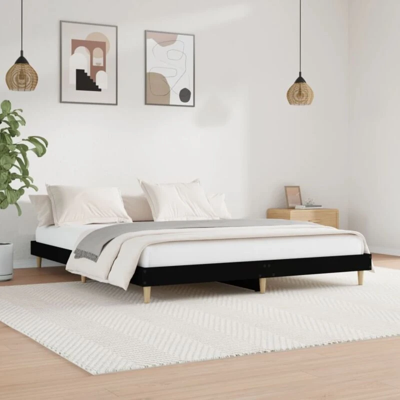 Image of VIDAXL Bed Frame without Mattress Black 180x200cm Super King Engineered Wood Vidaxl 8720845794996