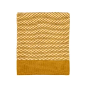 Image of Helena Springfield Cassia Grove Cinnamon Knit Throw Yellow/White