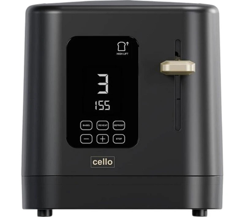 Image of Cello Digital 2 Slice Toaster with One Touch Ghost Panel, Toast Timer and Bagel - Cello CS0185