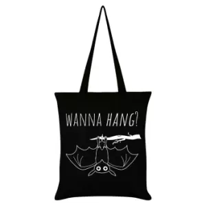 Image of Grindstore Cute Bat Wanna Hang Tote Bag (One Size) (Black/White)