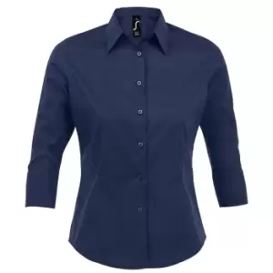 Image of SOLS Womens/Ladies Effect 3/4 Sleeve Fitted Work Shirt (S) (Dark Blue)