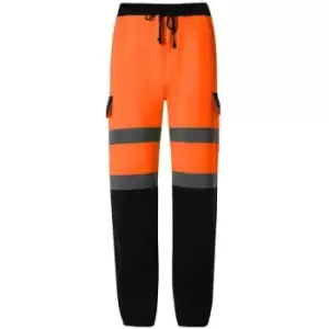 image of Yoko Mens Hi-Vis Jogging Bottoms (3XL) (Orange/Navy) - Orange/Navy