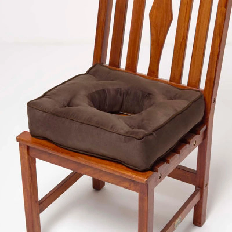 Image of Homescapes Faux Suede Coccyx Cushion with Ties Brown