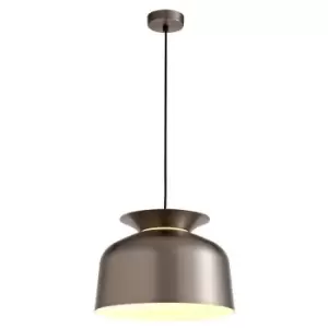 Image of Single Ceiling Dome Pendant, Adjustable E27, Satin Nickel - Luminosa Lighting