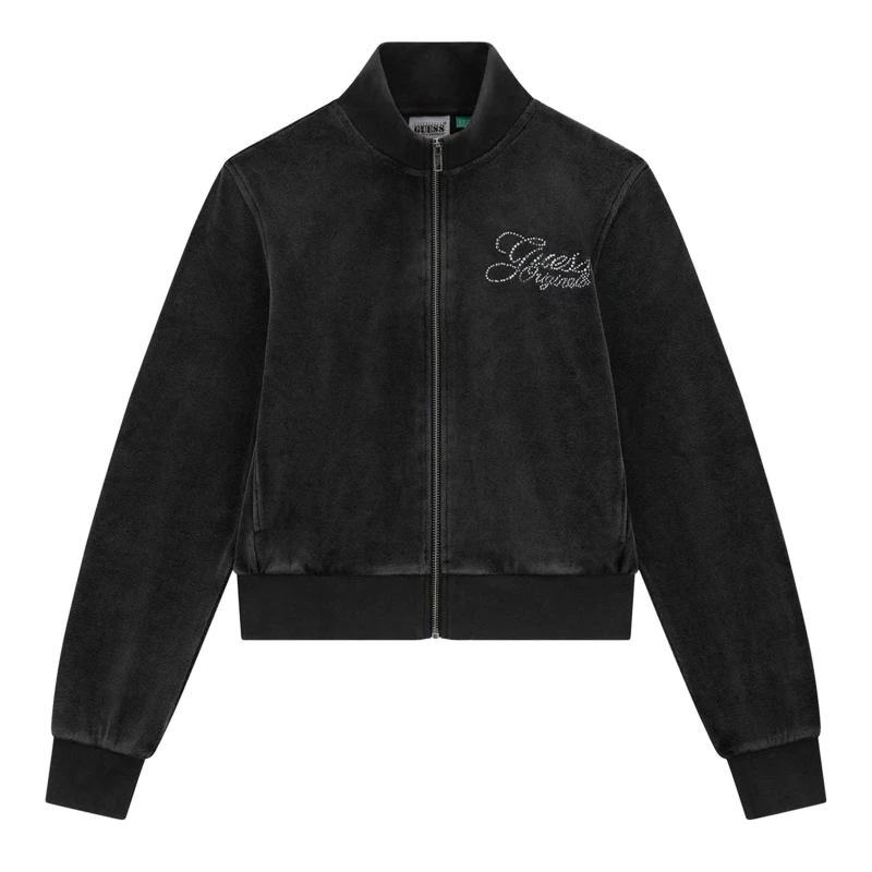 Image of Guess Womens Velour Tracksuit Jet BLACK female 10 (S)