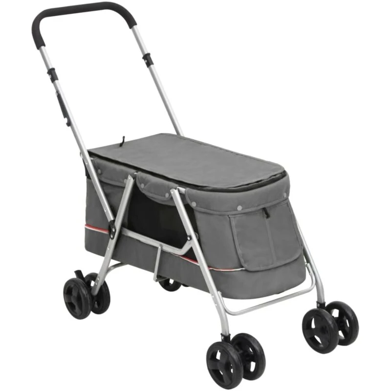 Image of VIDAXL Vidaxl - Folding Dog Stroller Grey 100x49x96cm Linen Fabric 8720845735258