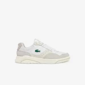 Image of Lacoste Mens Game Advance Luxe Leather and Suede Trainers Size 10 UK White & Off White