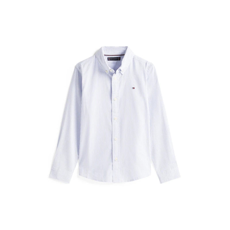 Image of Tommy Hilfiger Kids Ithaca Long Sleeve Oxford Shirt Cloudy Blue C14 male 4Y