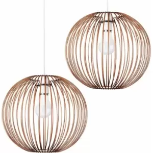 Image of 2 x Globe Ceiling Pendant Light Shades In Copper