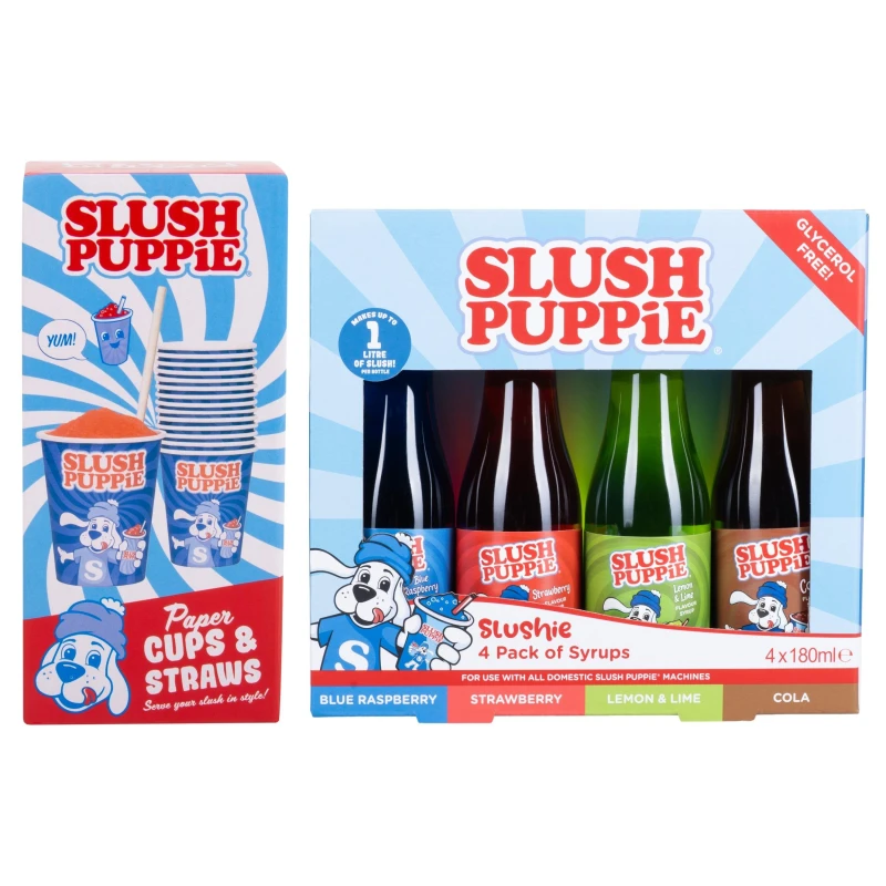 Image of Slush Puppie 4 Pack Syrups & Paper Cups Gift Set Multi unisex One Size