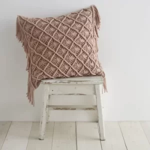 Image of Pineapple Elephant Macrame Diamond Cushion Blush