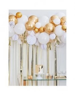 image of Ginger Ray Gold Balloon And Fan Garland Party Backdrop