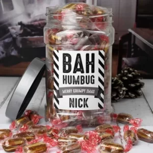 image of Personalised Bah Humbug Sweet Jar