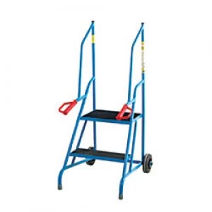 image of FORT Ladder with Phenolic Tread 2 Steps Blue Capacity: 150 kg