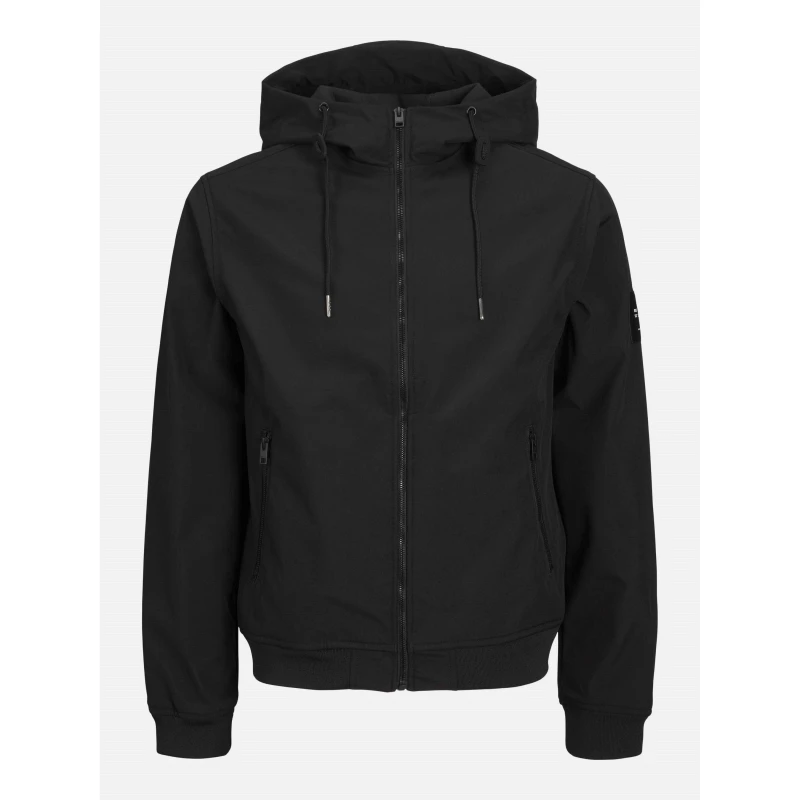 Image of Jack and Jones Mens Zipped Hooded Softshell Jacket Black male 2XL