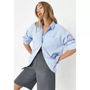 Missguided Stripe Poplin Shirt - Blue