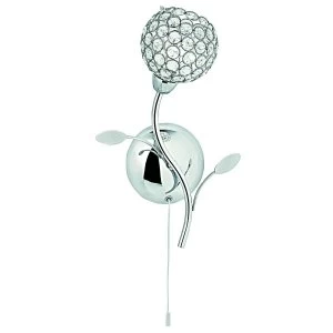 Image of 1 Light Indoor Wall Lamp Flower Design Black Chrome And Glass, G9
