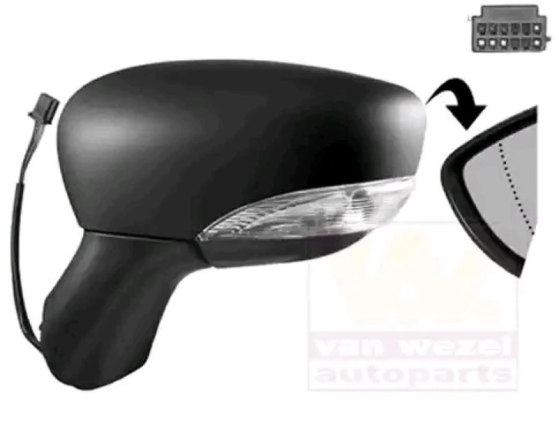 Image of VAN WEZEL 4373805 Wing mirror * HAGUS * Left, black, Heatable, Rough Outside Mirror (50)