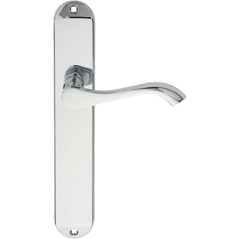 Image of Loops PAIR Curved Handle on Long Slim Latch Backplate 241 x 40mm Polished Chrome Multi