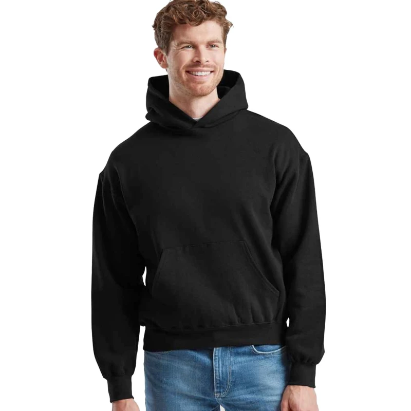 Image of Fruit Of The Loom Fruit of the Loom Men Supercotton Cotton Hoodie in Black Size: Small Black S Male 5063693935160