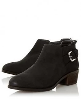 image of Dune London Piera Ankle Boot, Black Nubuck, Size 4, Women