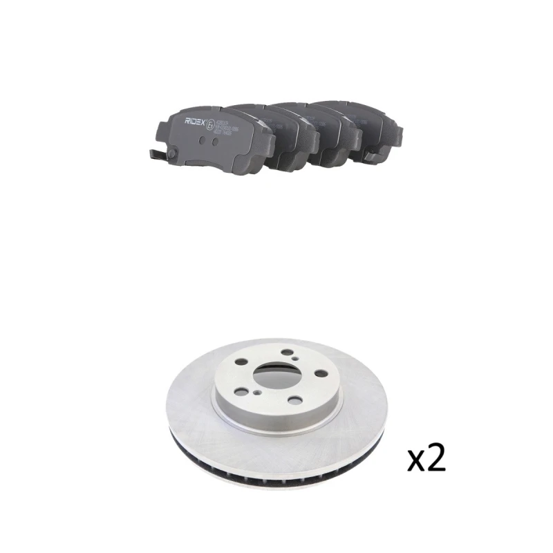 Image of RIDEX 3405B3198 Brake disc and pads set Front Axle, Brake Disc Type: internally vented, with acoustic wear warning Brake Set,disc brakes (3405)