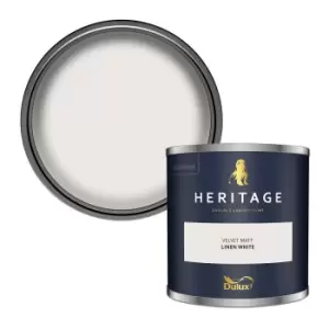 Image of Dulux Heritage Velvet Matt Linen White Matt Emulsion Paint 125ml