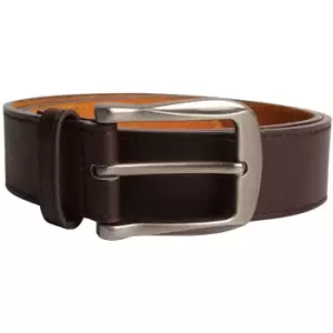 image of Duke Mens Harrison Large Buckle Leather Belt (32) (Brown)