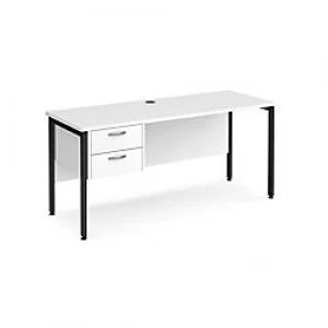 Image of Maestro 25 H-Frame Home Office Desk 600 mm Oak with 2 drawer ped