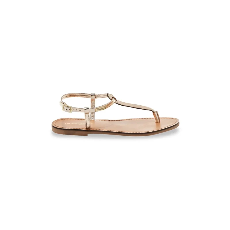 Image of LES TROPEZIENNES PAR M.BELARBI Harvil Toe-Post Sandals in Leather Gold-Coloured Women 36 (3.5);37 (4);40 (6.5)