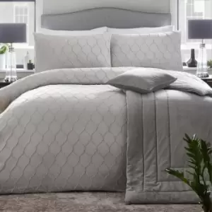 Image of Appletree Boutique Jeneva Geometric Jacquard Duvet Cover Set, Silver, King