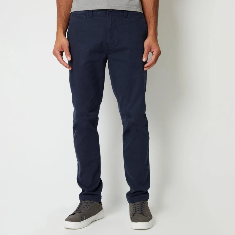 Image of Threadbare 'Salerno' Slim Fit Canvas Trousers With Stretch Navy