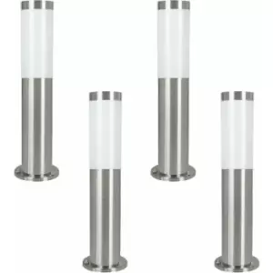 Image of 4 PACK IP44 Outdoor Bollard Light Stainless Steel 12W E27 450mm Driveway Post