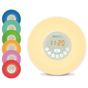 image of Lexibook Decotech Sunrise Colour Alarm Clock Radio with Wake Up Light