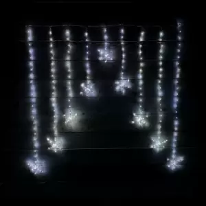 image of 1.2m Premier Christmas Static Snowflake LED Silver Pin Wire V Curtain Lights in White