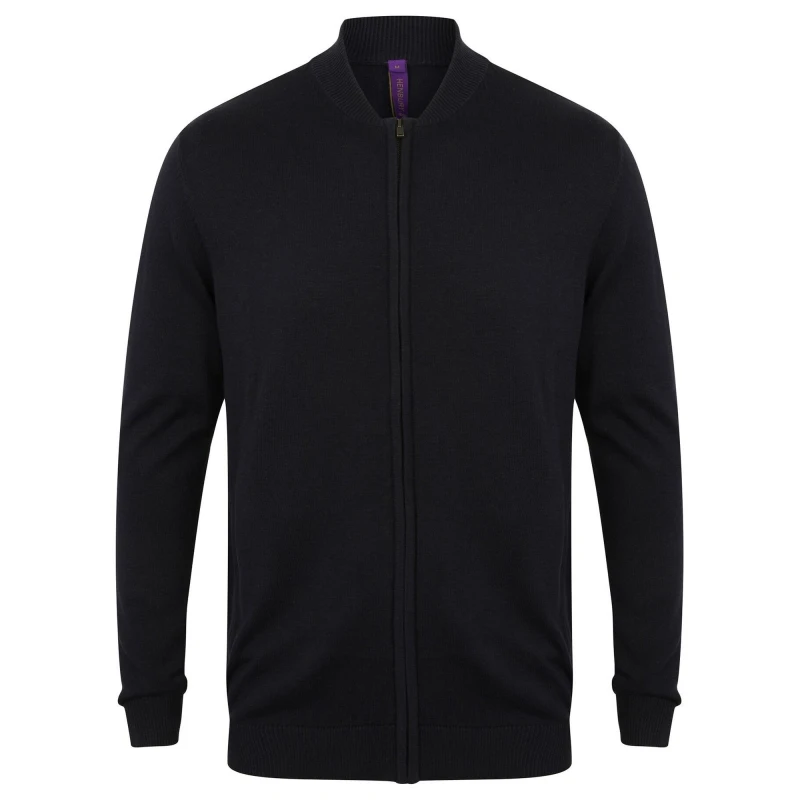 Image of Henbury Mens Knitted Bomber Jacket in Navy Size: XS Navy Male XS